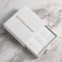 Thumbnail for Layla anklet in B&S signature white gift box with embossed pouch on marble — luxury packaging for women jewelry gifts