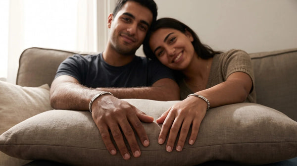 Sibling Matching Jewelry Gifts They’ll Wear Daily: infinity bond matching bracelet worn, personalized jewelry in 304L stainless steel