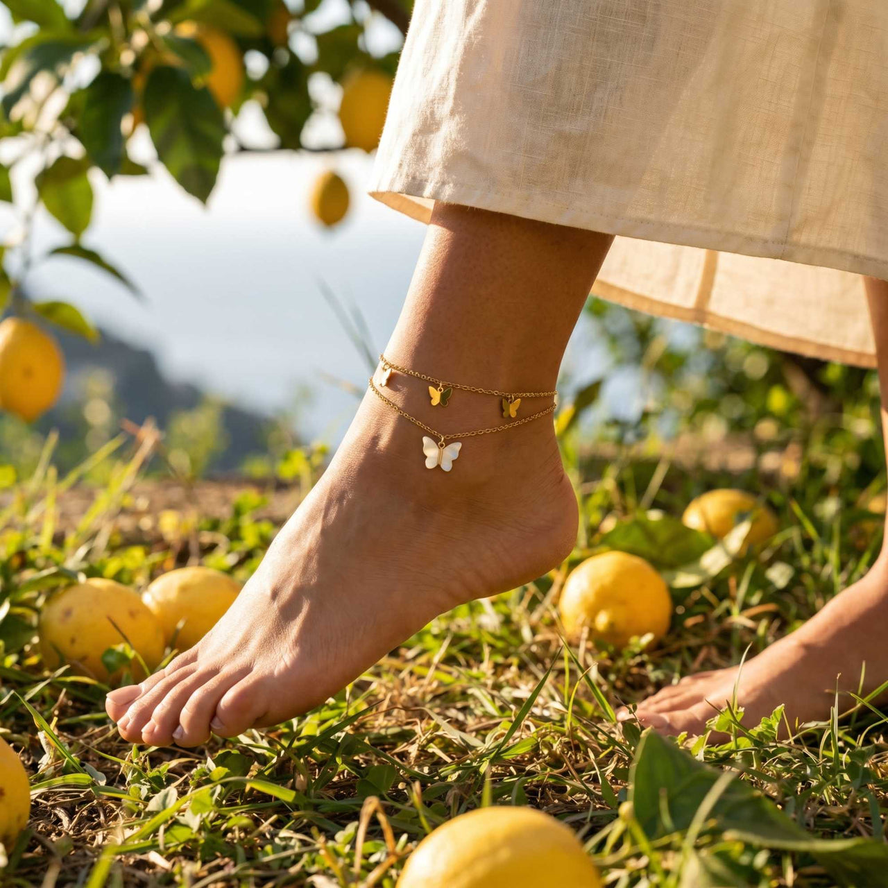 Butterfly Pearl Anklet