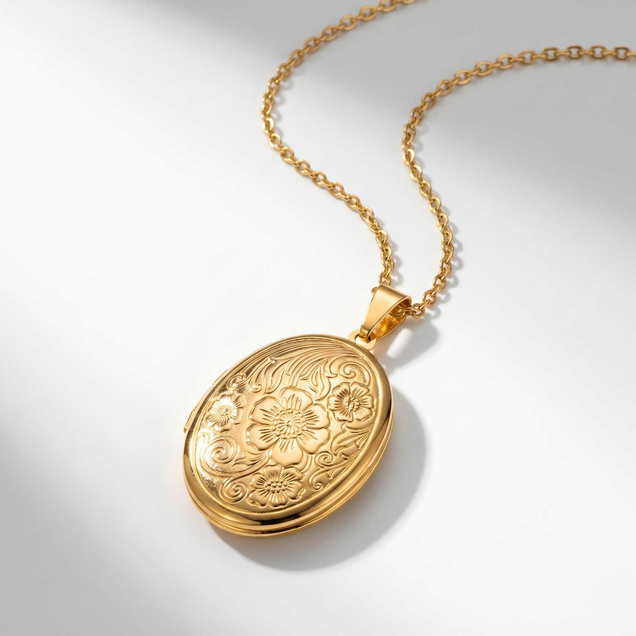 Floral Photo Locket Necklace