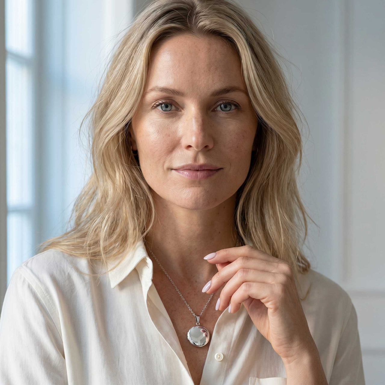 Round Photo Locket Necklace