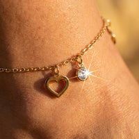 Thumbnail for Heart & Crystal Anklet