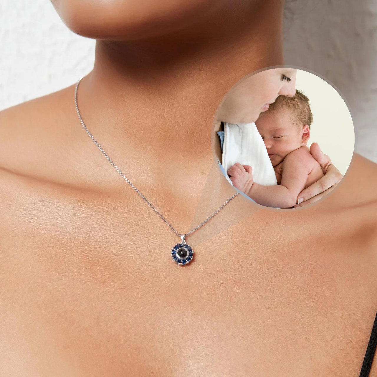 Blue Photo Necklace