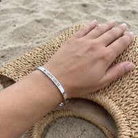 Thumbnail for Engraved bracelet — worn, real size, silver | SKU: cp-wg