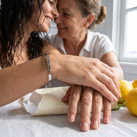 Thumbnail for Silver engraved cuff bracelet offered as a gift between mother and daughter | SKU: 4214557-silver-plated