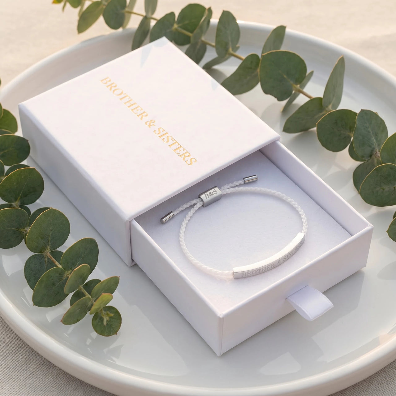 White string bracelet — in the gift box, silver | SKU: laperle-wg