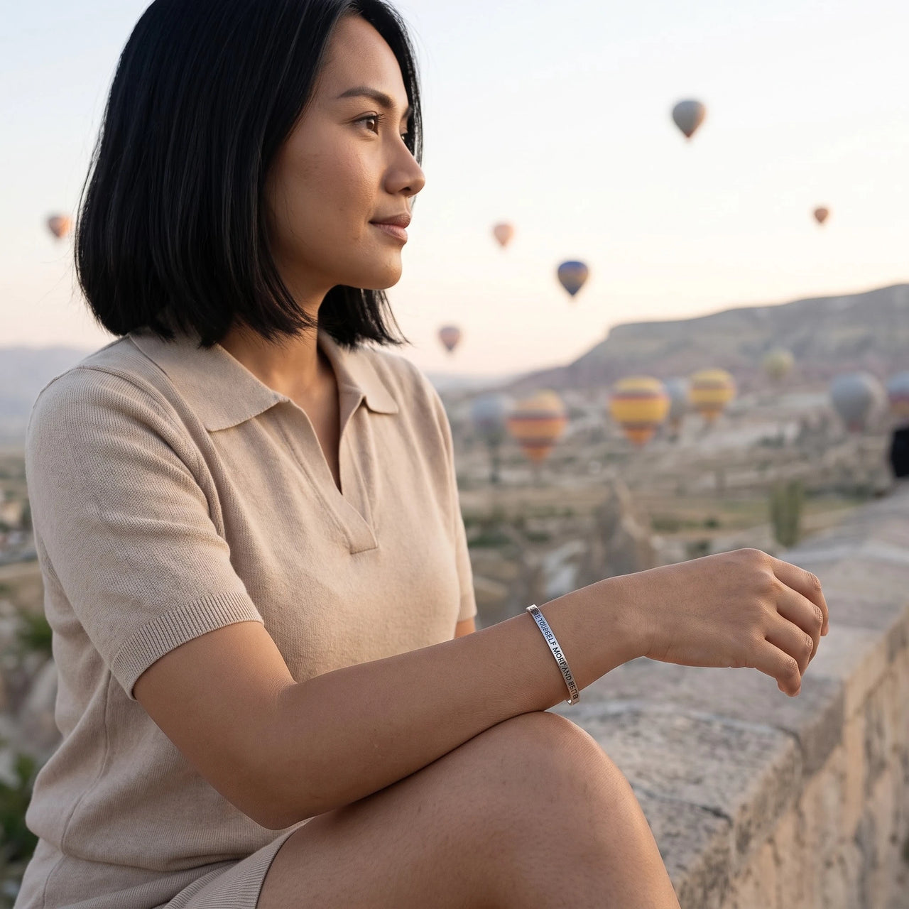 Engraved bracelet — worn on a getaway, silver | SKU: lymab-wg