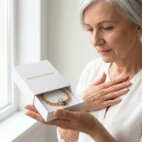 Thumbnail for The gold round photo bracelet in the Brother & Sisters gift box | SKU: TPH-RNDB-GOLD