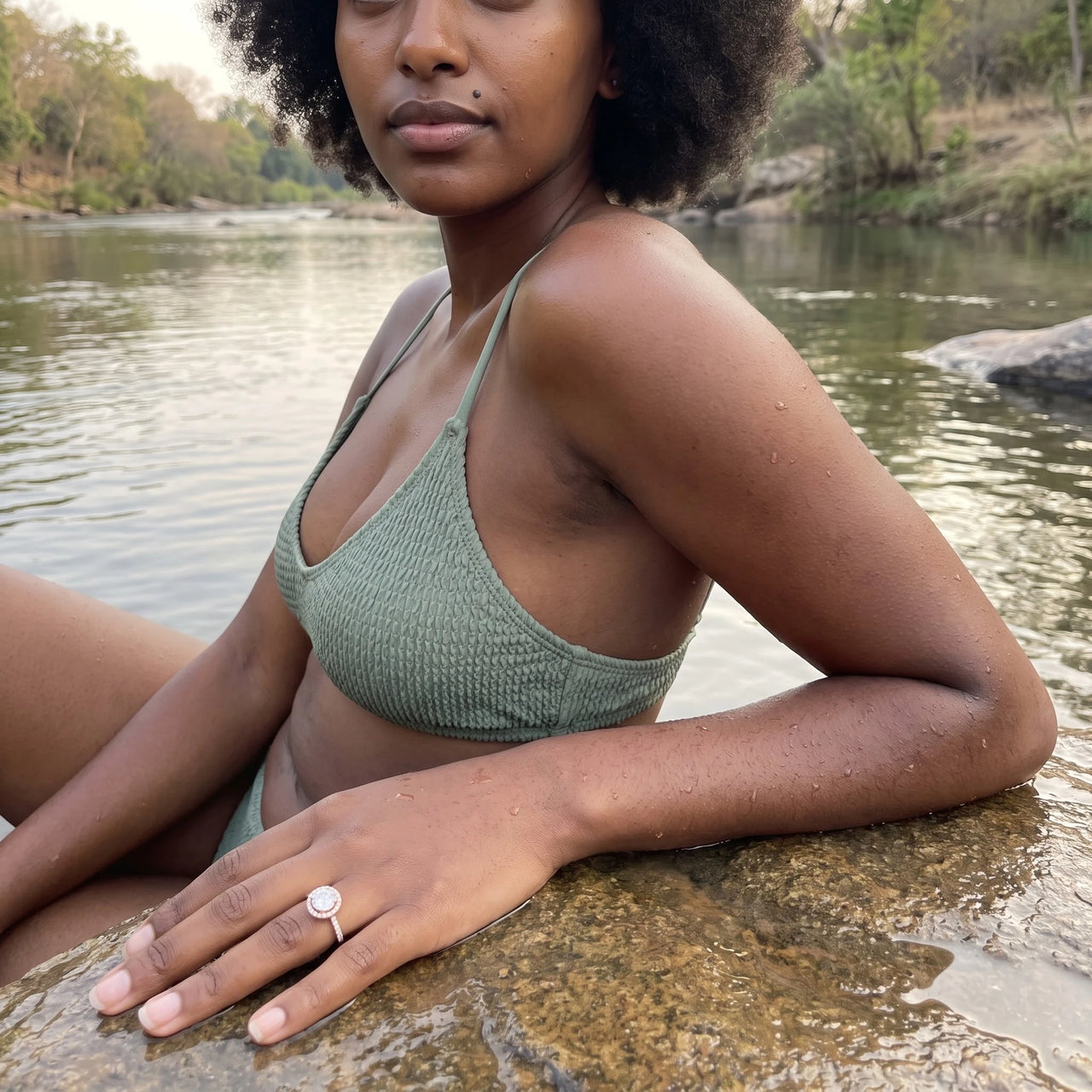 Halo ring — worn by the water, rose gold | SKU: 101791-4.5-rose-gold