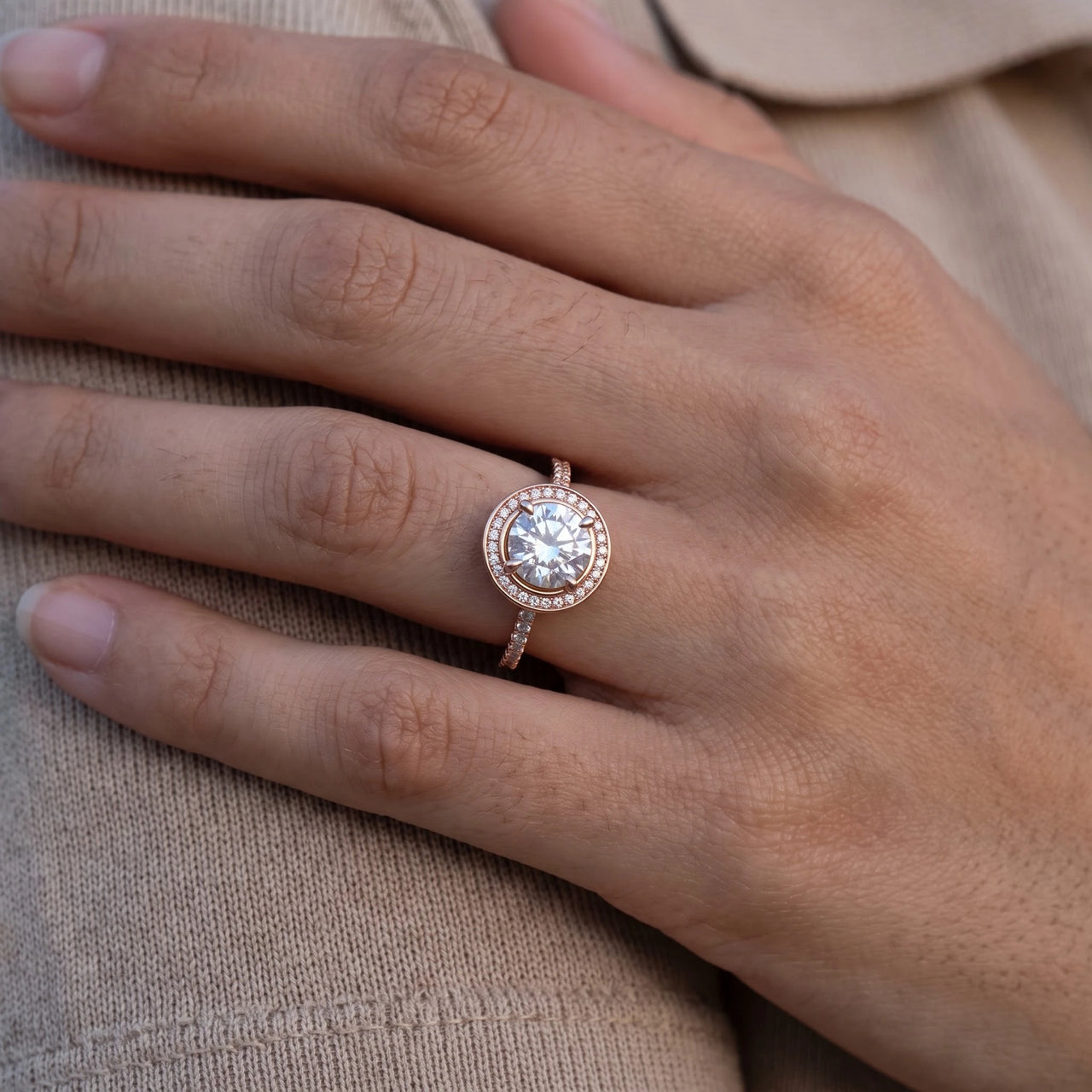 Rose gold engagement ring — close-up of the details, rose gold | SKU: 101791-4.5-rose-gold