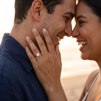 Thumbnail for Solitaire engagement ring — worn by a couple, silver | SKU: 33759698-4.5-silver