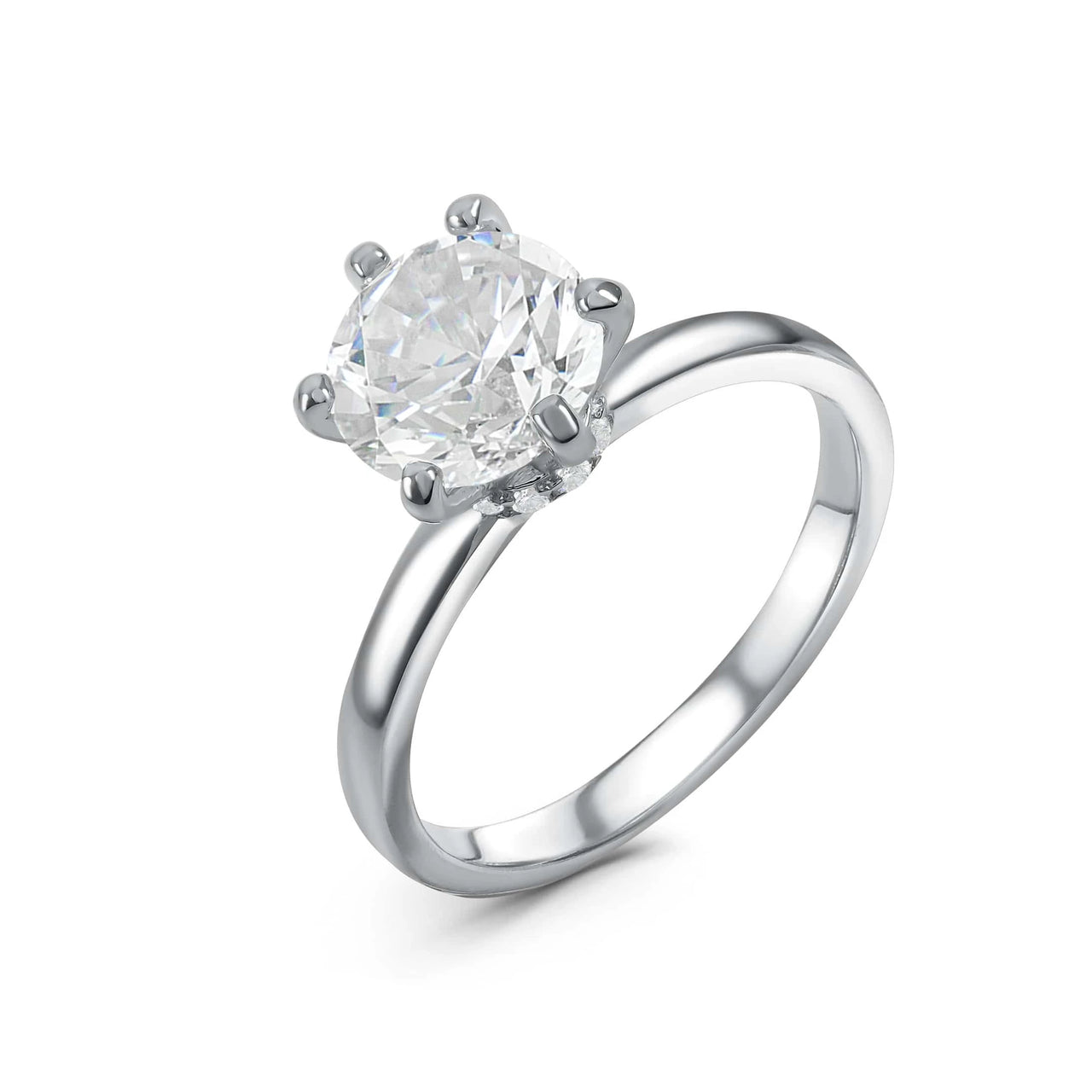 Solitaire engagement ring — product photo on a white background, silver | SKU: 33759698-4.5-silver