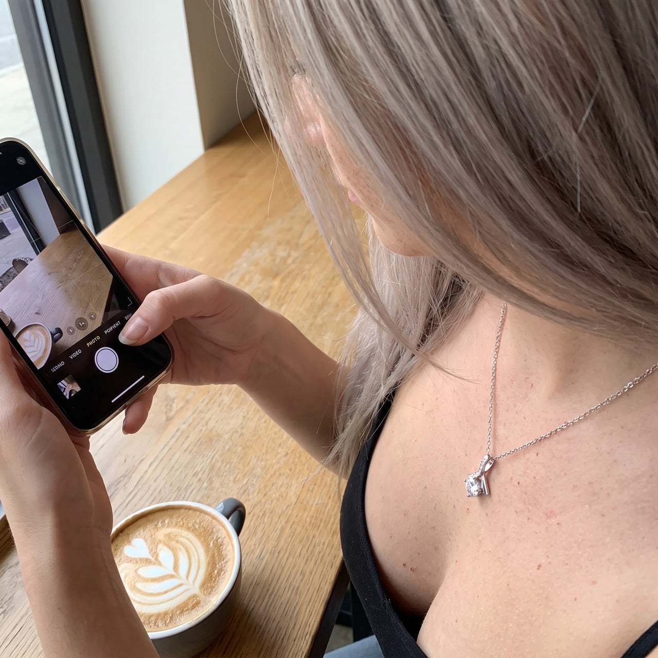 Dainty necklace — worn, real size, silver | SKU: 6309048