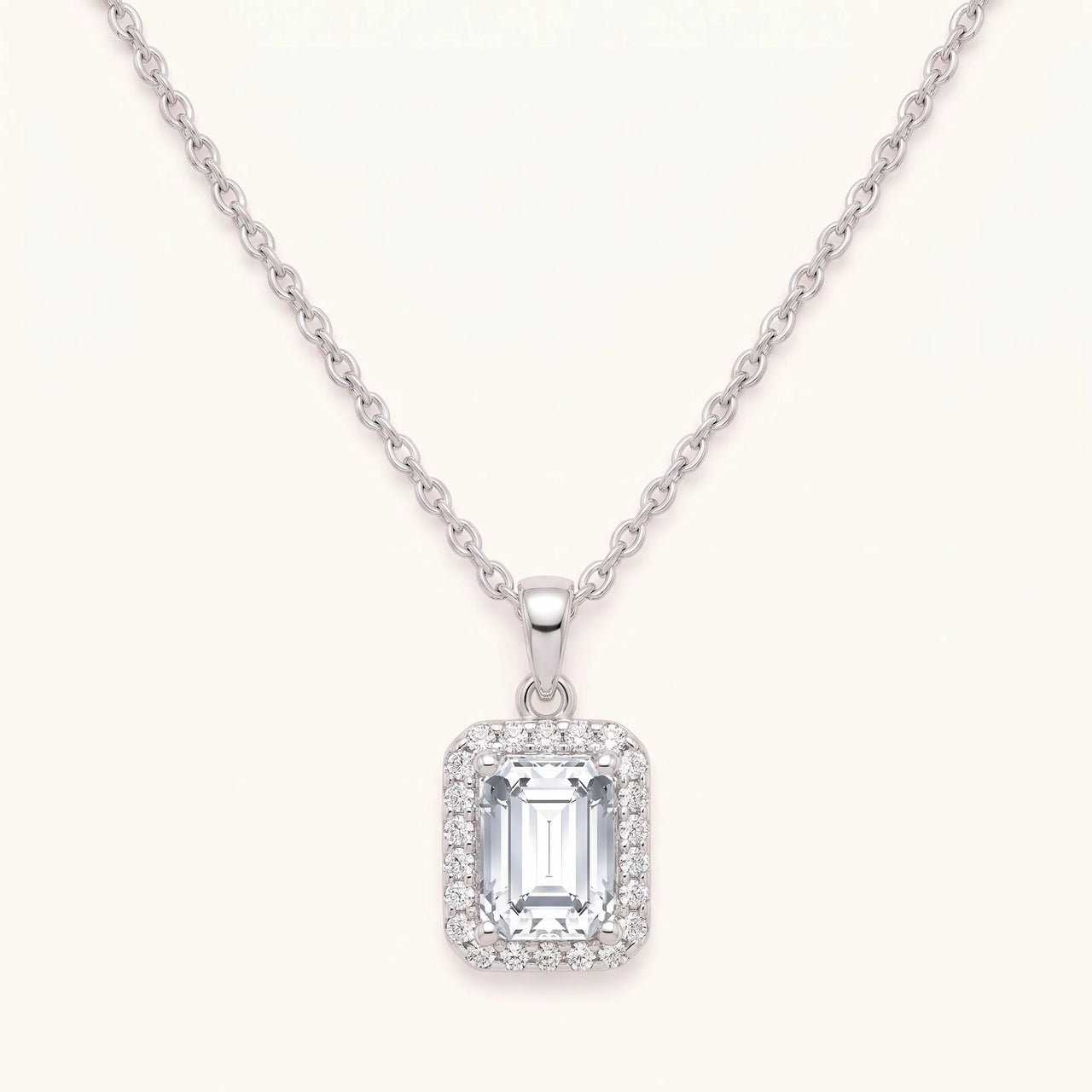 Emerald cut necklace — product photo on a white background, silver | SKU: 22559056
