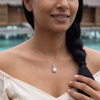 Thumbnail for Square pendant necklace — worn on a getaway, silver | SKU: 505762