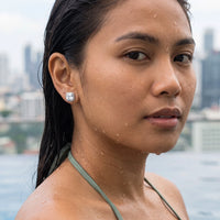 Thumbnail for Bridal earrings — worn in the water, waterproof, silver | SKU: 505185-white